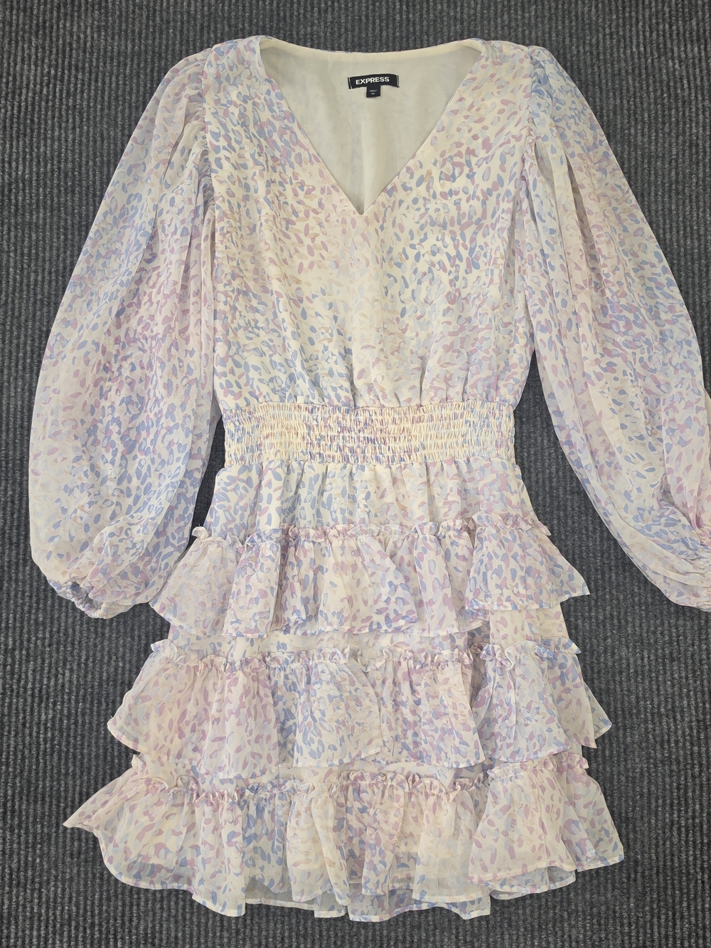 Express Pastel Tiered Ruffle Dress in Lavender & Blush